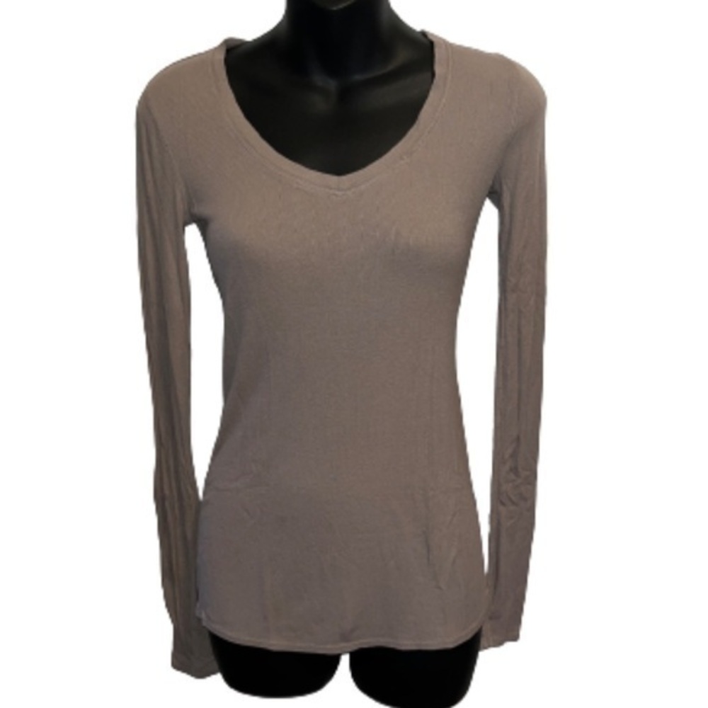 BCBGMAXAZRIA taupe lightweight ribbed top NWOT size XS